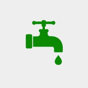 Green faucet icon with a single droplet of water underneath, indicating a leaking/tap water source.